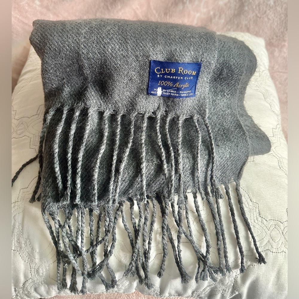 Club Room by Charter Club Gray Acrylic Scarf Unisex